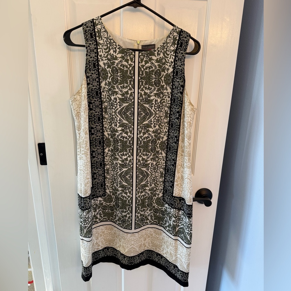 Vince Camuto Black and Cream Midi Dress